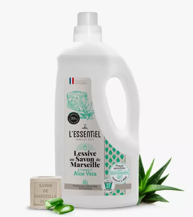 Lessive savon de Marseille Aloe vera 1,7L pour peaux sensibles & bébé
